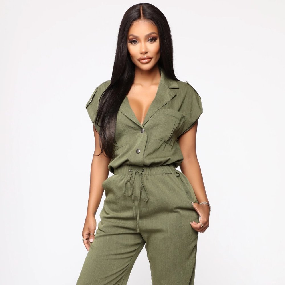 Green/Olive Jumpsuit w/Pockets